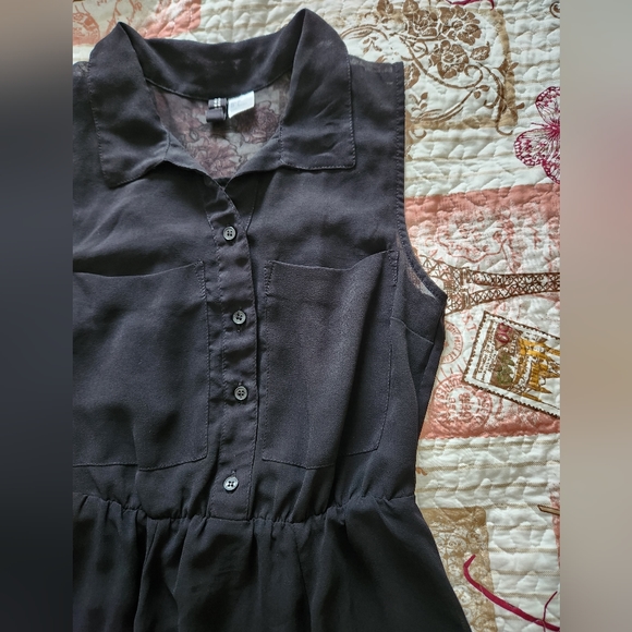 H&M DIVIDED Womens Collared Neck Button Down Sleeveless Black Dress Size 2 - Picture 4 of 10